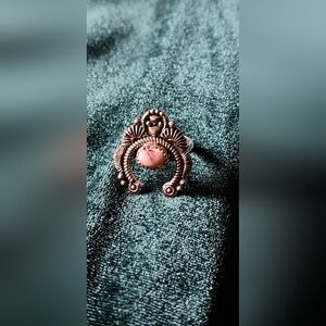 Sterling Silver Pink Dahlia Naja Southwest Style Intricate Ornate Size 7.5